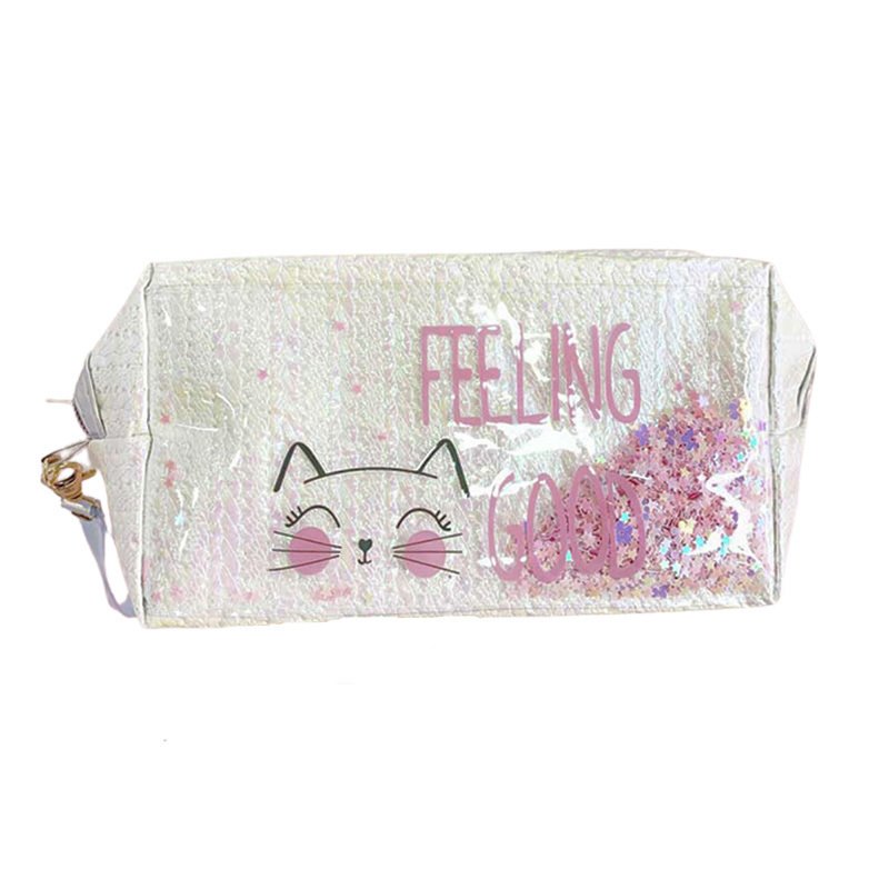 Makeup-bag-for-purse-cat-print-2023.jpg Makeup bag for purse cat with glitter - Imagen 1
