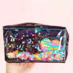 Makeup bag for purse heart with glitter - Imagen 4