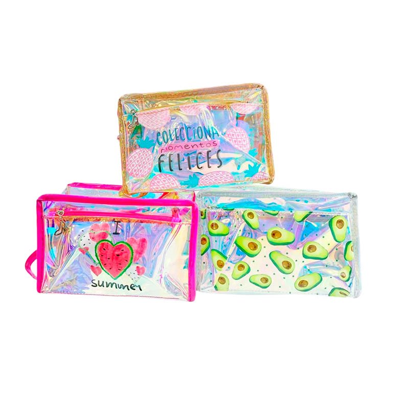 Makeup-bag-holografic-2023-2.jpg Waterproof Cosmetic Bag PVC Transparent - Imagen 1